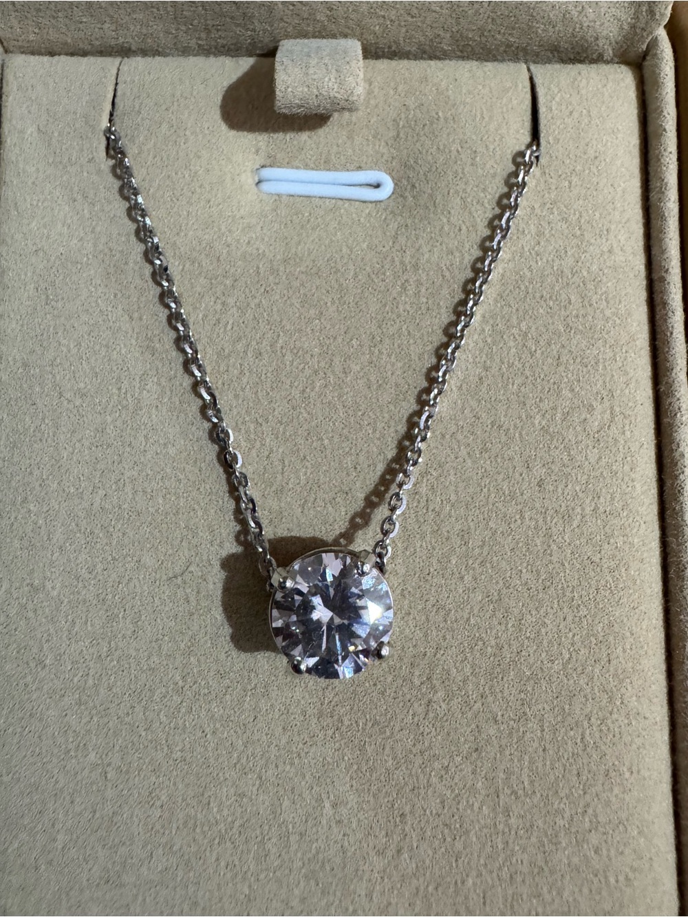 Source Unknown Silver Chain Necklace with Clear Crystal Solitaire
